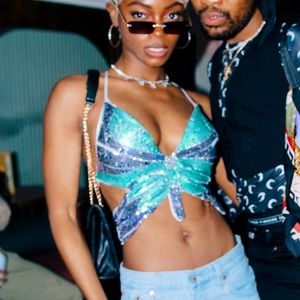 Butterfly Sequins Crop Top